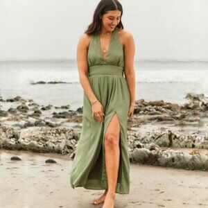 NWT Abercrombie Green Halter Maxi Dress XXL